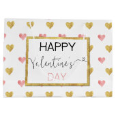 Saint Valentin Gold Coeurs Rose Grand sac cadeau (Dos)