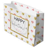 Saint Valentin Gold Coeurs Rose Grand sac cadeau (Dos Angle)