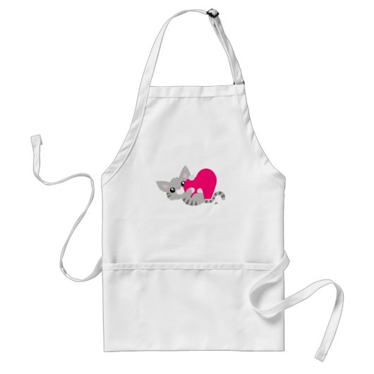 Saint Valentin Gris Kitty Blanc tablier (Devant)