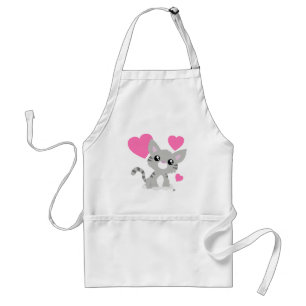 Saint Valentin Gris Kitty Blanc tablier