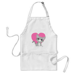 Saint Valentin Gris Kitty Blanc tablier