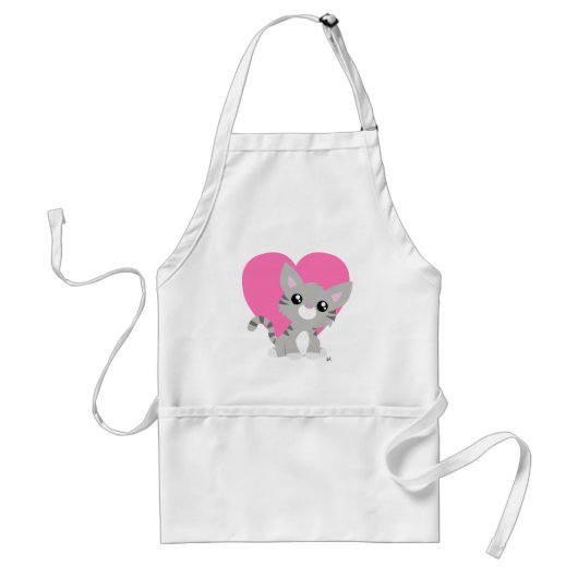 Saint Valentin Gris Kitty Blanc tablier (Devant)