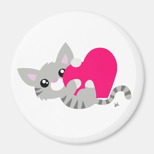 Saint Valentin Gris Kitty Magnet (Devant)