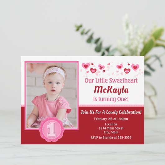 Saint-Valentin Invitation Anniversaire 1er Anniver (Debout devant)