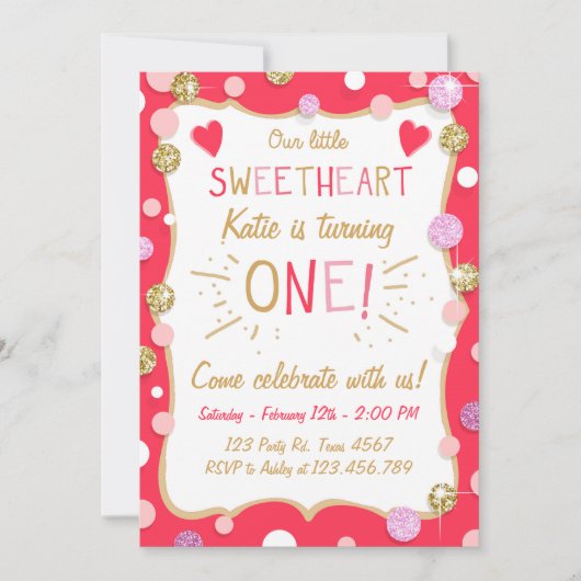 Saint Valentin Invitation Anniversaire Little Swee (Devant)