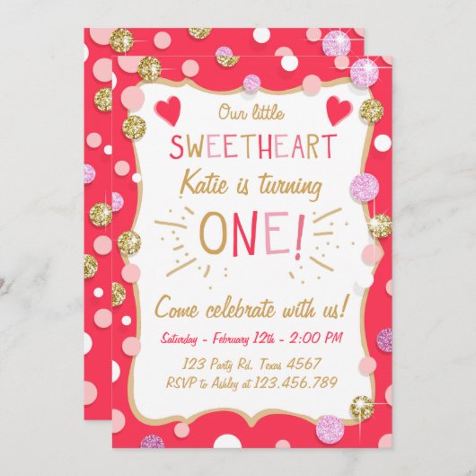 Saint Valentin Invitation Anniversaire Little Swee (Devant / Derrière)