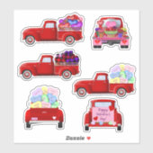 Saint-Valentin Little Red Trucks Autocollants (Feuille)
