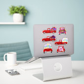 Saint-Valentin Little Red Trucks Autocollants (Ordinateur portable sur le bureau)