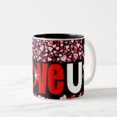 Saint Valentin "love u" coeurs rouge rose noir mug (Devant droit)
