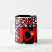 Saint Valentin "love u" coeurs rouge rose noir mug (Devant gauche)