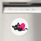 Saint-Valentin Magnet à bouton noir Kitty (In Situ (Lave-vaisselle))
