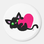 Saint-Valentin Magnet à bouton noir Kitty (Devant)