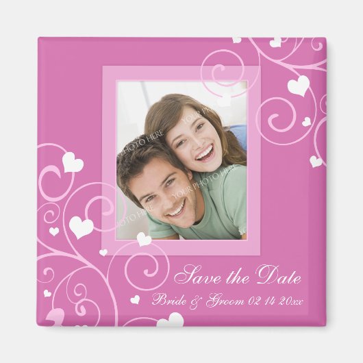 Saint Valentin Mariage Sauvez la Date Photo Magnet (Devant)