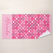Saint-Valentin Motif Cœur Rose et Fleur Nom (Serviette de bain)