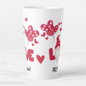 Saint Valentin Noir Rouge Amour Gnome Latte Mug (Devant)