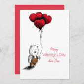 Saint-Valentin Ours en peluche avec carte de ballo (Devant / Derrière)