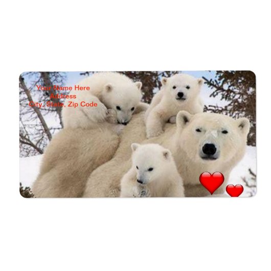 Saint Valentin Ours polaires Étiquette (Devant)