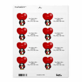 Saint Valentin Pingouin Étiquette (Feuille entière)