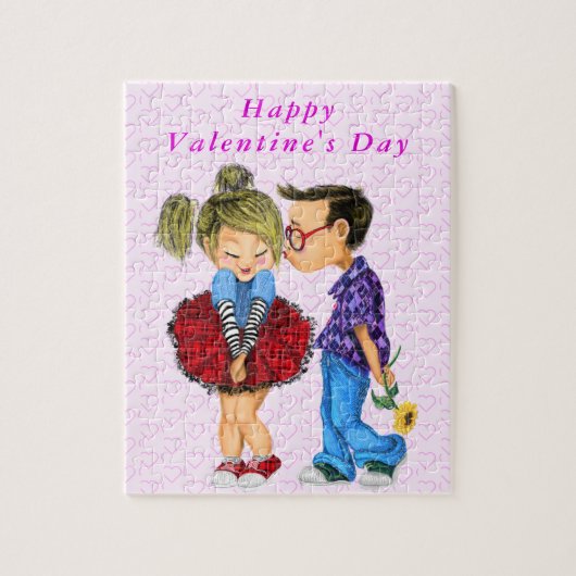 Saint Valentin Puzzle de cadeaux d'amour avec mign (Vertical)