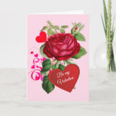 Saint Valentin Red Rose Hearts Carte de vacances (Devant)