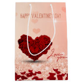 Saint Valentin Rose Bouquet de coeur moyen sac cad (Devant)