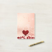 Saint-Valentin Rose Bouquet de coeur Post-it® Note (Sur un bureau)