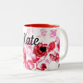 Saint-Valentin Rose rouge Custom Name Mug Cup Tea (Devant droit)