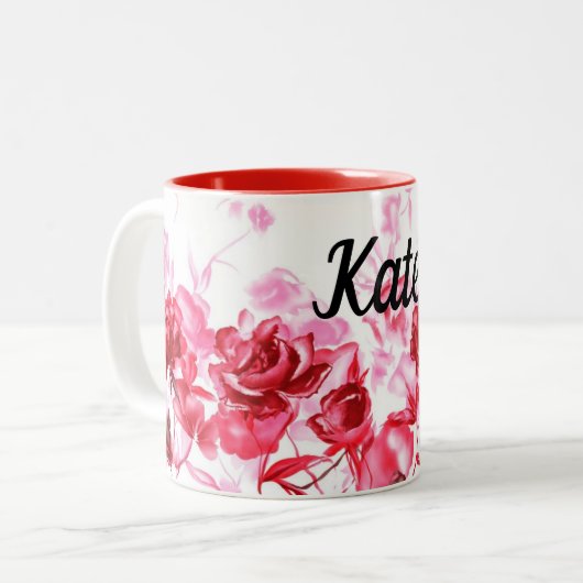 Saint-Valentin Rose rouge Custom Name Mug Cup Tea (Devant gauche)