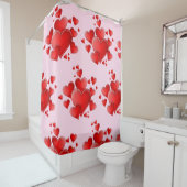 Saint Valentin Rouge Coeurs Douche Rideau (En situation)