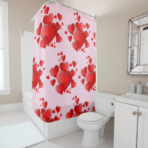 Saint Valentin Rouge Coeurs Douche Rideau