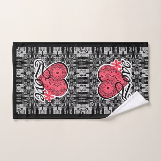 Saint Valentin sans couture Love gris blanc pâté r (Serviette à main)