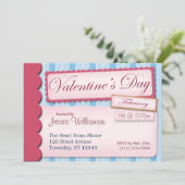 Saint Valentin Scrapbook Bleu Stripe Invitations (Debout devant)