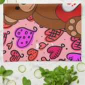 Saint Valentin Serviette à main de cuisine, ours e (Plié)