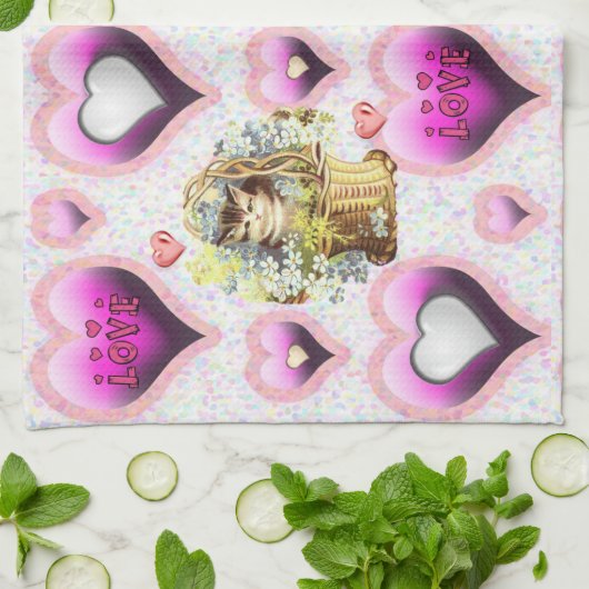 Saint Valentin Serviette de cuisine (Plié)