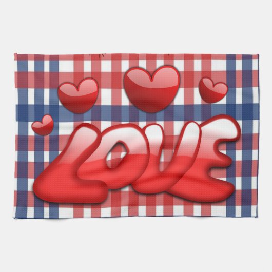 Saint Valentin Serviette de cuisine, Amour (Horizontal)