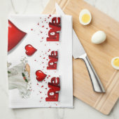 Saint Valentin Serviette de cuisine, Ange (Quart Plié)