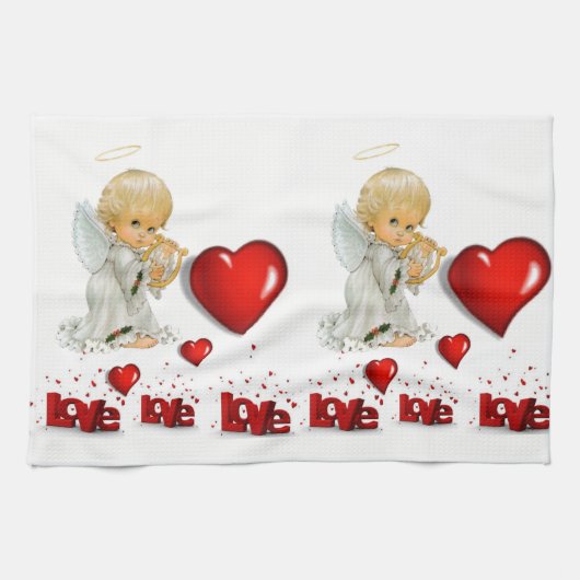 Saint Valentin Serviette de cuisine, Ange (Horizontal)