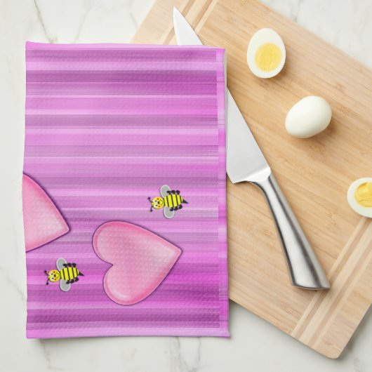 Saint Valentin Serviette de cuisine, Bee (Quart Plié)