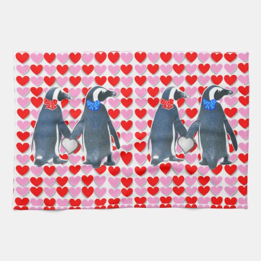 Saint Valentin Serviette de cuisine, Penguin (Horizontal)