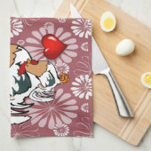Saint Valentin Serviette de cuisine, Poulet (Quart Plié)