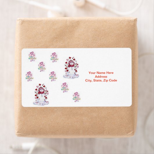 Saint Valentin Snowman Étiquette (En situation)