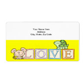 Saint Valentin Tortue Étiquette Jaune (Devant)