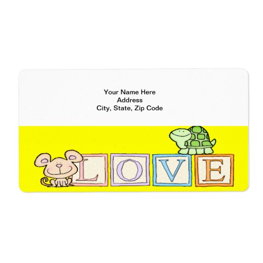 Saint Valentin Tortue Étiquette Jaune (Devant)