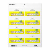 Saint Valentin Tortue Étiquette Jaune (Feuille entière)