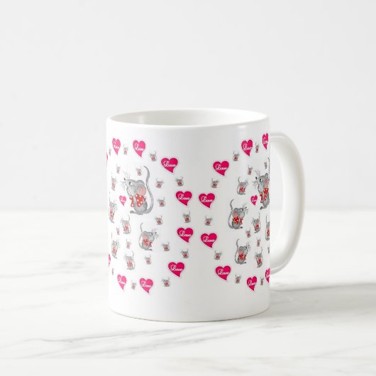 Saint Valentin Vintage Mice Mugs (Devant droit)