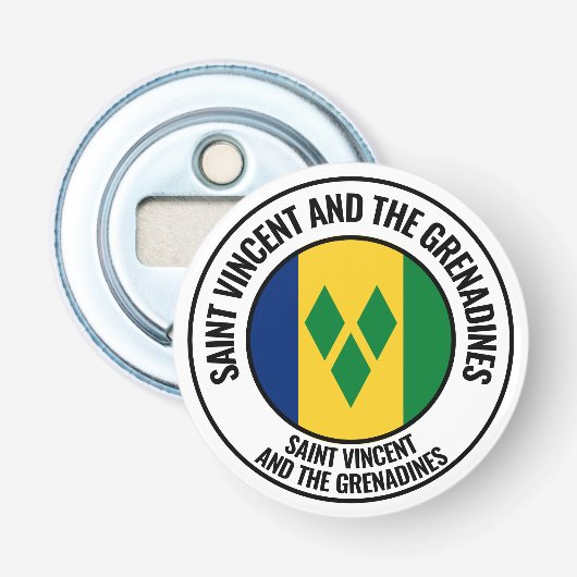 Saint Vincent en de Grenadines Vlaggenschut Button Flesopener (Voorkant)