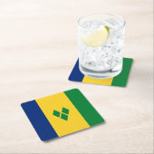 Saint Vincent Flag Vierkante Kartonnen Onderzetter (Insitu)