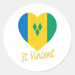 Saint Vincent / Grenadines Vlag Hart Ronde Sticker