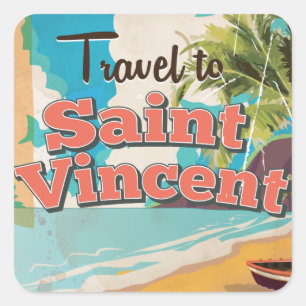 Saint Vincent vintage-poster. Vierkante Sticker