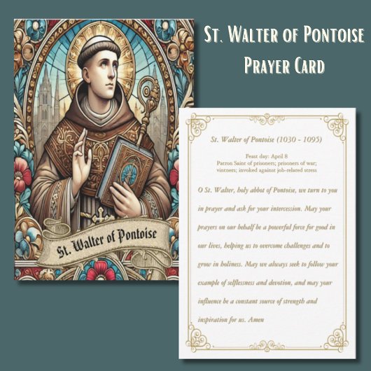 Saint Walter de Pontoise Carte de prière italienne
